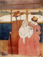 Mary Cassatt  - Bilder Gemälde - Interior of a Tramway Passing a Bridge