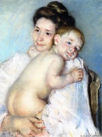 Mary Cassatt  - Peintures - Mère Berthe tenant son bébé