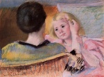 Mary Cassatt  - Peintures - Mère peignant les cheveux de Sara