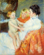 Mary Cassatt  - Peintures - La mère, Sara et le bébé