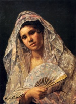 Bild:Spanish Dancer Wearing a Lace Mantilla