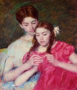 Mary Cassatt  - Bilder Gemälde - The Crochet Lesson