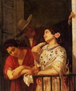 Mary Cassatt  - Bilder Gemälde - The Flirtation (A Balcony in Seville)