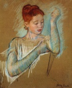 Mary Cassatt  - Bilder Gemälde - The Long Gloves