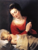 Peter Paul Rubens  - Bilder Gemälde - Virgin in Adoration before the Christ Child