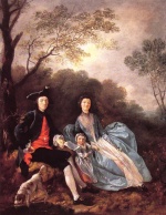 Thomas Gainsborough  - Bilder Gemälde - Portrait of the Artist with his Wife and Daughter