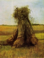 Vincent Willem van Gogh  - Peintures - gerbes de blé dans un champ