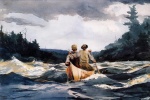 Winslow Homer  - Bilder Gemälde - Canoe in the Rapids