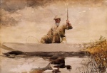 Winslow Homer  - Bilder Gemälde - Fishing in the Adirondacks