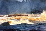 Winslow Homer  - Bilder Gemälde - Fishing the Rapids, Saguenay