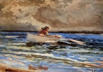 Winslow Homer  - Bilder Gemälde - Rowing at Prouts Neck