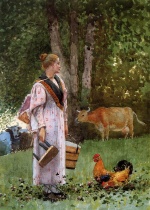 Winslow Homer  - Bilder Gemälde - The Milk Maid