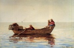 Winslow Homer  - Bilder Gemälde - Three Boys in a Dory with Lobster Pots