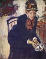 Hilaire Germain Edgar De Gas  - Peintures - Portrait de Miss Cassatt tenant les cartes