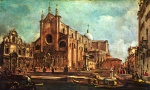 Francesco Guardi - Bilder Gemälde - Der Campo die Santi Giovanni e Paolo in Venedig