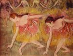 Edgar Degas  - Bilder Gemälde - Sich verbeugende Tänzerinnen