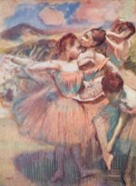 Edgar Degas  - Bilder Gemälde - Tänzerinnen in einer Landschaft