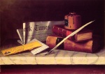 William Michael Harnett - Peintures - Nature morte avec lettre à Thomas B. Clarke