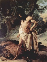 Francesco Hayez  - Peintures - Samson et le lion