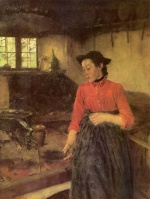 Wilhelm Leibl - paintings - Maedchen am Herd