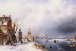 Charles Henri Joseph Leickert - paintings - A Sunlit Winter Landscape