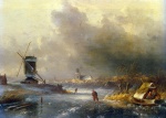 Bild:Winter Landscape with Skaters on a Frozen River