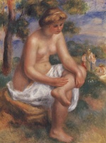 Pierre Auguste Renoir  - Bilder Gemälde - Seated Bather in a Landscape (Eurydice)