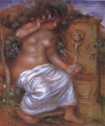 Pierre Auguste Renoir  - Bilder Gemälde - The Bather at the Fountain