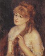 Bild:Young Woman Braiding Her Hair