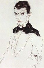 Egon Schiele  - Peintures - Autoportrait