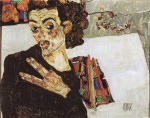 Egon Schiele  - Bilder Gemälde - Self Portrait with black Vase