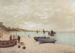 Claude Monet  - paintings - Der Strand von Sainte Adresse bei truebem Wetter