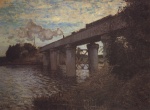 Claude Monet  - Bilder Gemälde - Die Eisenbahnbrücke bei Argenteuil