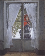 Claude Monet  - Bilder Gemälde - Madame Monet mit rotem Hut