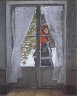 Claude Monet  - paintings - Madame Monet mit rotem Hut