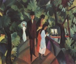 August Macke  - Bilder Gemälde - Spaziergang auf der Brücke