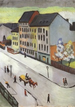 August Macke  - Bilder Gemälde - Unsere Straße in Grau