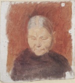 Anna Ancher  - Peintures - Femme dans une chambre rouge