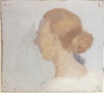 Anna Ancher  - Peintures - Tête de femme sous le ciel 