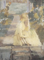 Anna Ancher  - Peintures - Allée  avec jeune fille assise