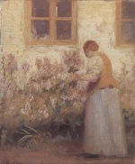 Anna Kristine Ancher  - paintings - Im Blumengarten in Skagen