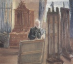 Anna Ancher  - Peintures - Michael Ancher peignant dans son atelier