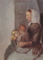 Anna Ancher  - paintings - Mutter mit zwei Kindern