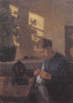 Anna Ancher  - paintings - Naehendes Fischermaedchen