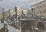 Hans Baluschek - Bilder Gemälde - Jungfernbrücke in Alt-Berlin