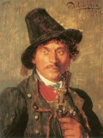 Franz von Defregger  - paintings - Junger Bauer mit Hut