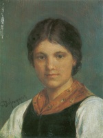 Franz von Defregger  - Peintures - Portrait de jeune fille