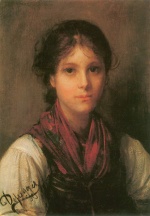 Franz von Defregger  - Peintures - Portrait de jeune fille