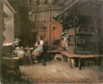 Franz von Defregger  - Peintures - Chambre avec un métier à tisser