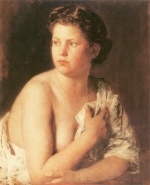 Franz von Defregger  - Bilder Gemälde - Weiblicher Halbakt